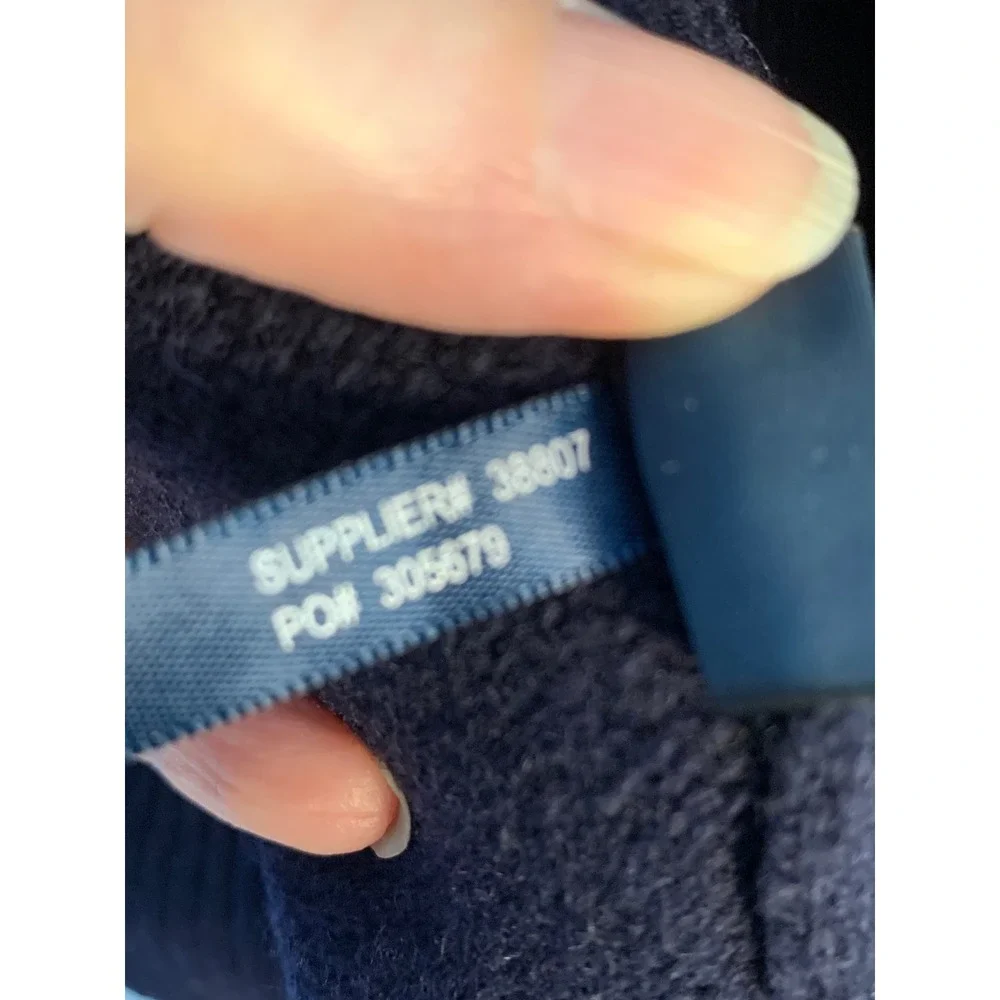 Polo Ralph‎ Lauren XXL Quarter-Zip Navy Blue Lambswool Leather Pull Sweater